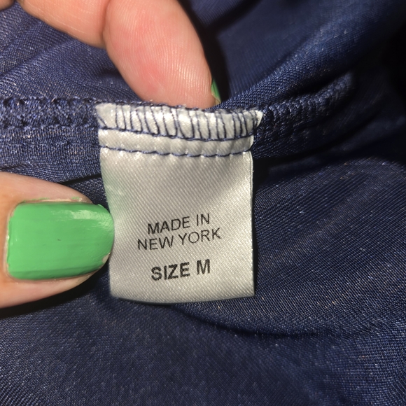 Petersyn Midnight Blue Velvet- Womens Blouse Size M - Picture 2 of 12